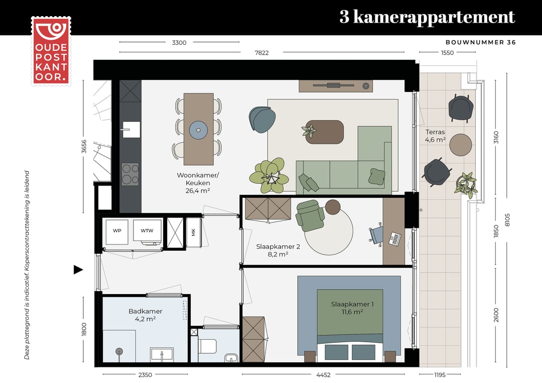 Foto 1 van 3-kamer appartement (Bouwnr. 36)
