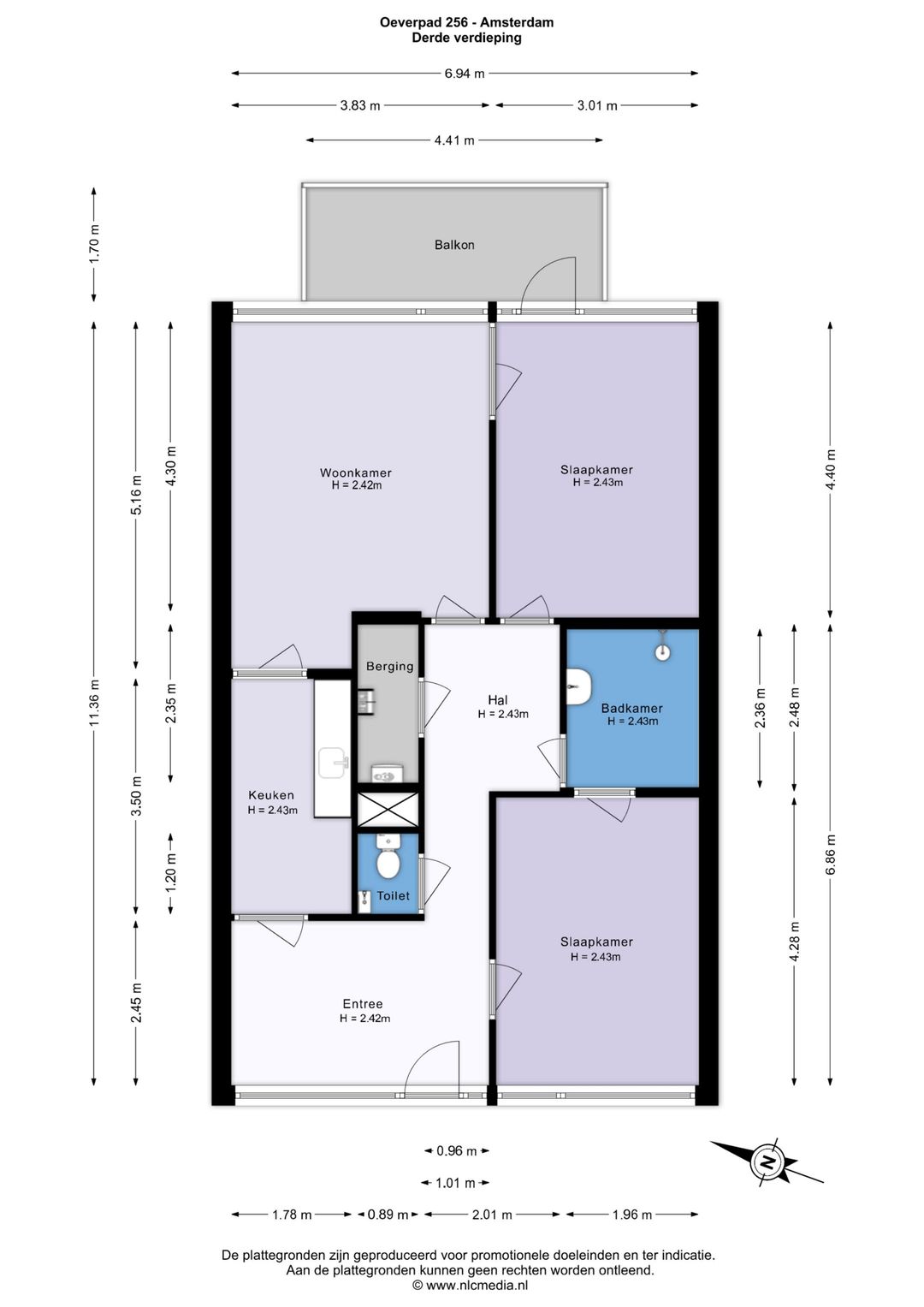 Spacious 3-room apartment near Sloterplas with balcony and storage — 41