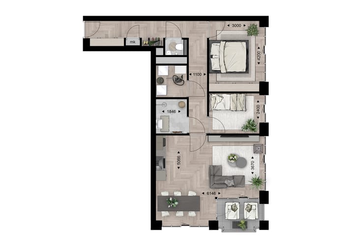 Foto 5 van 24 | Type B | 3 kmr app | Lichtspinnerij (Bouwnr. 24)