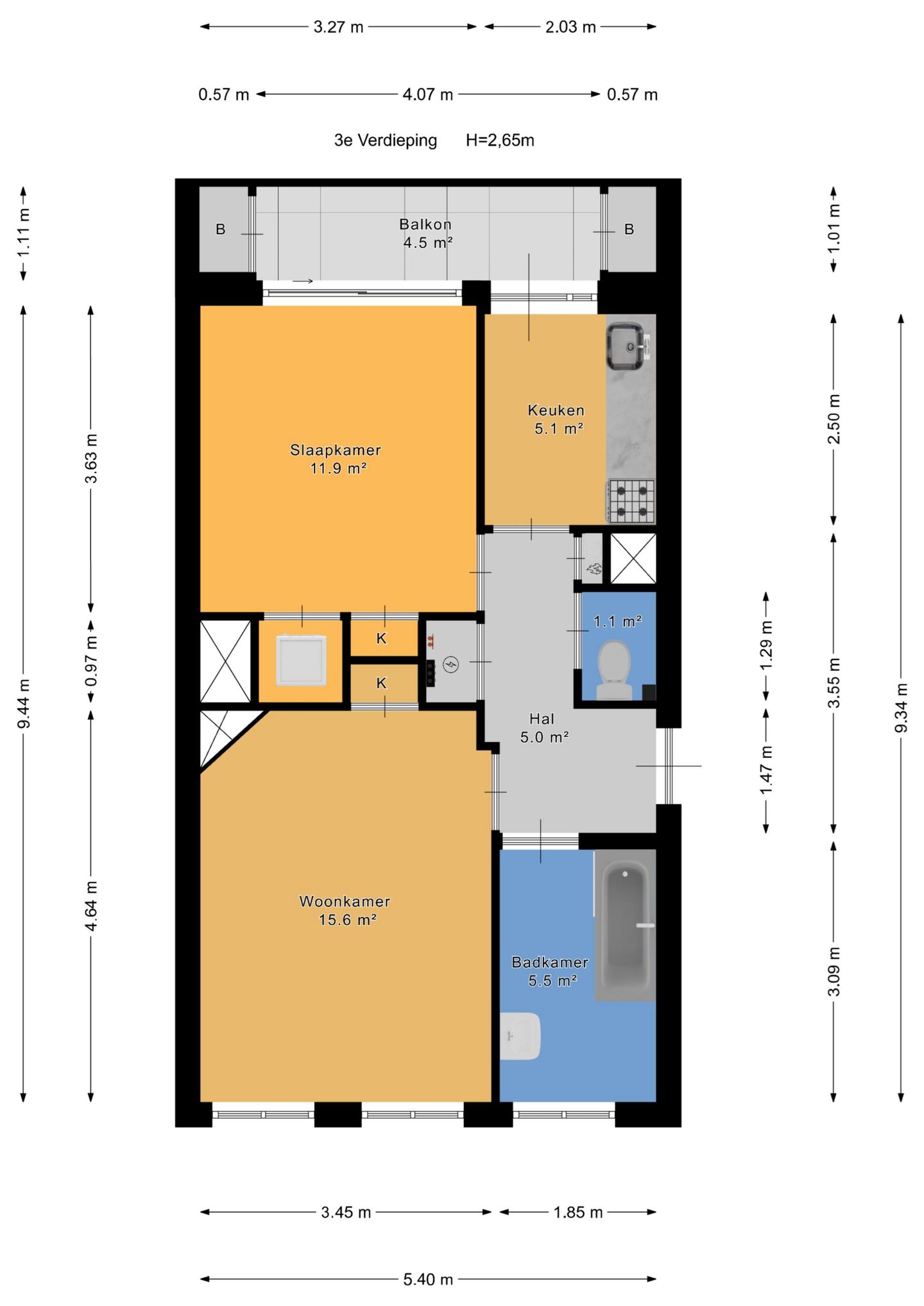 Two-room apartment with balcony in Leyenburg — 29
