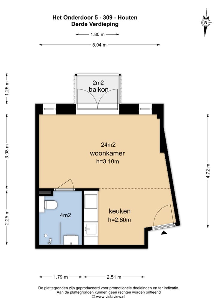 Studio te koop: Onderdoor 5-309, Houten