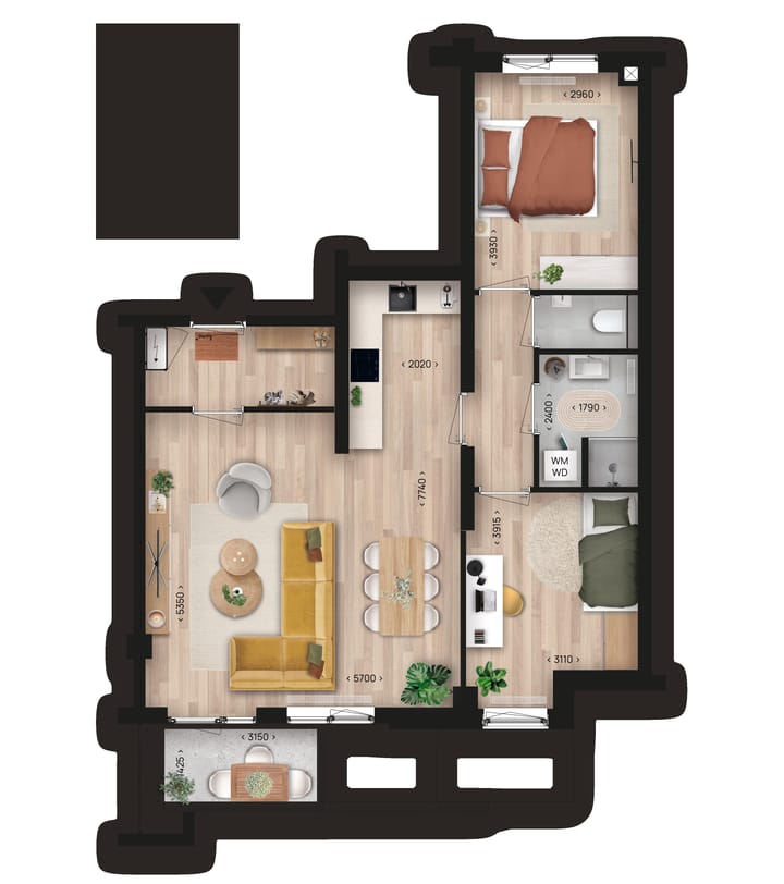 Foto van Plint-Type C Portiekflat