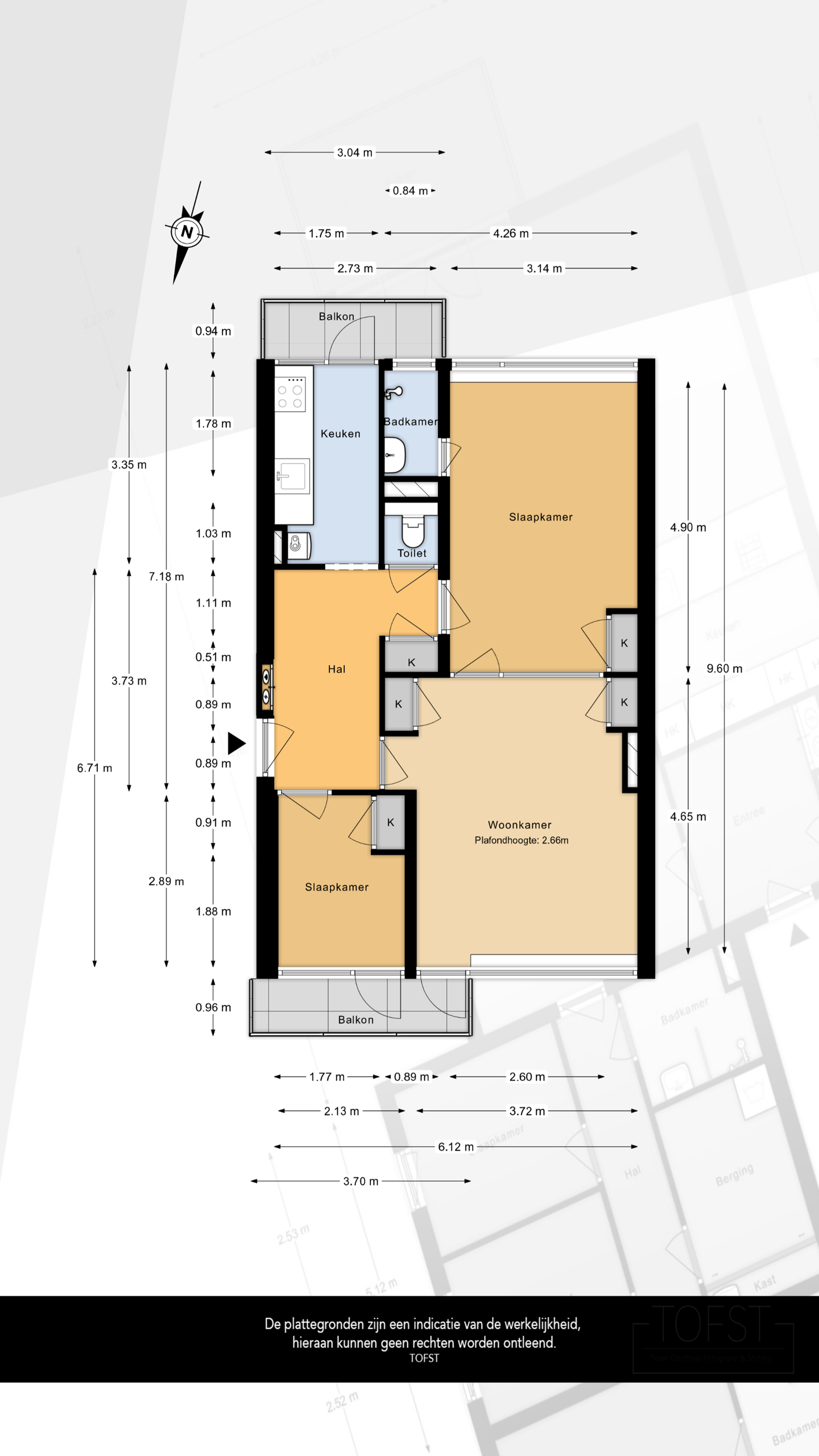 Renovated 3-room apartment with two balconies and free views in central Rotterdam — 19