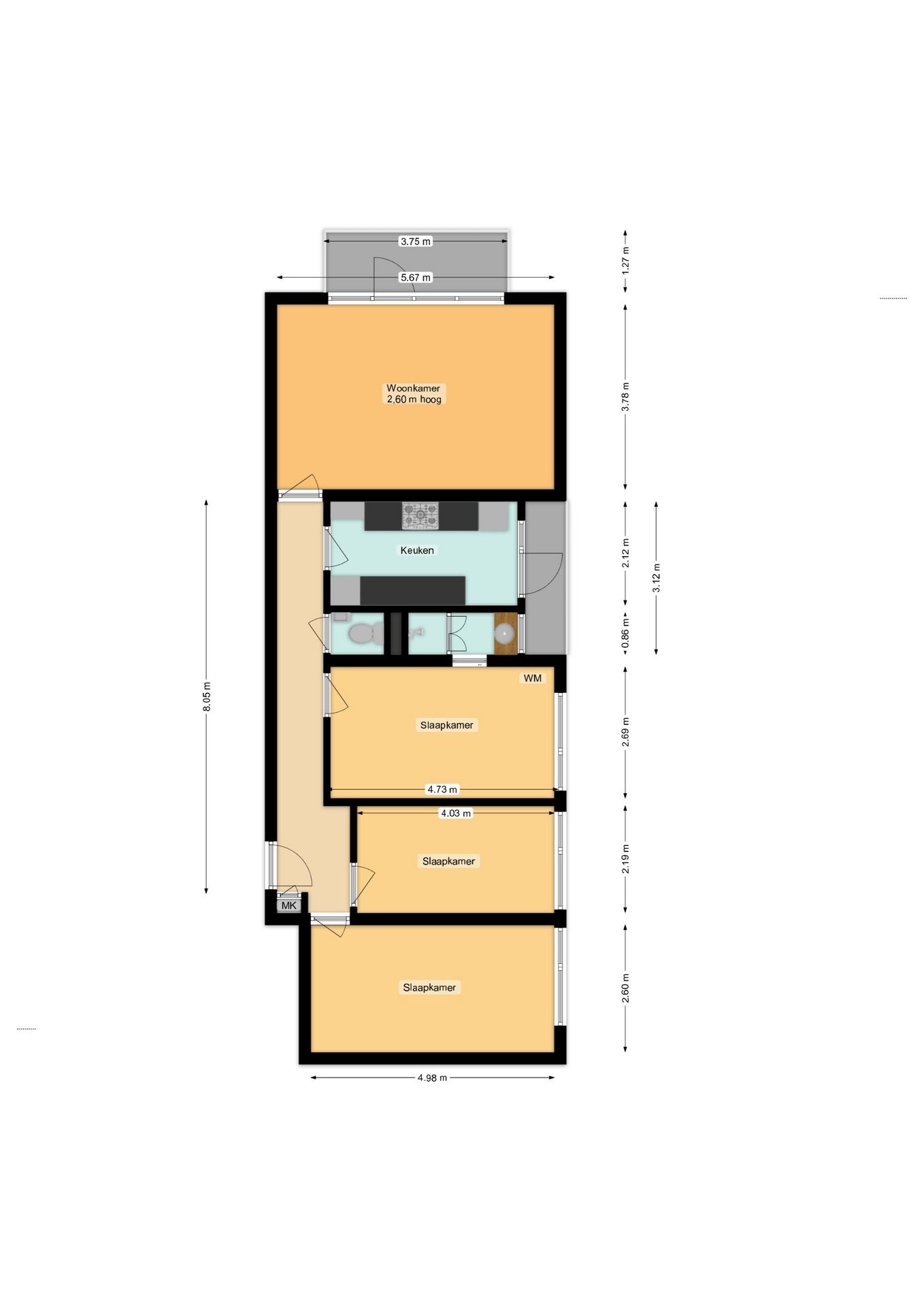 Spacious 3-bedroom apartment with south and west facing balconies — 42