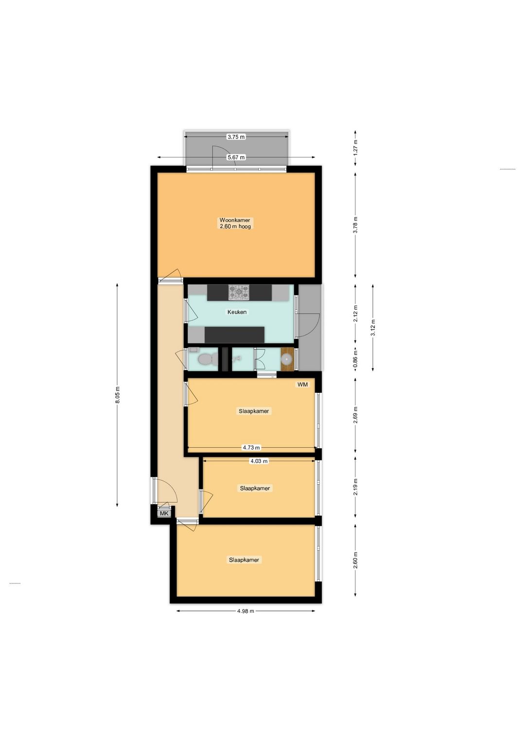 Spacious 3-bedroom apartment with south and west facing balconies — 37