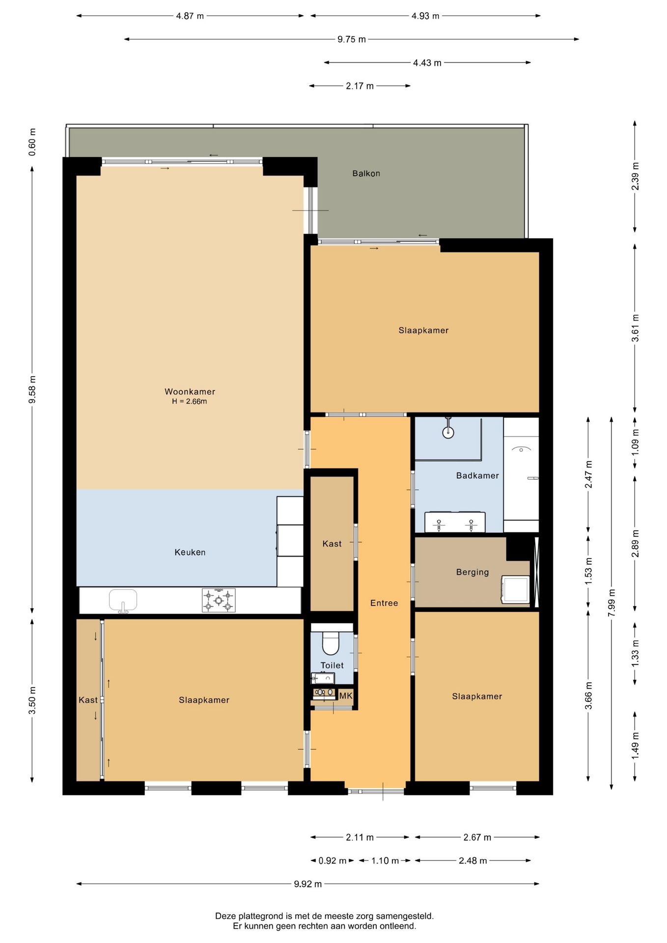 Spacious 3-bedroom apartment with green views and private parking — 42