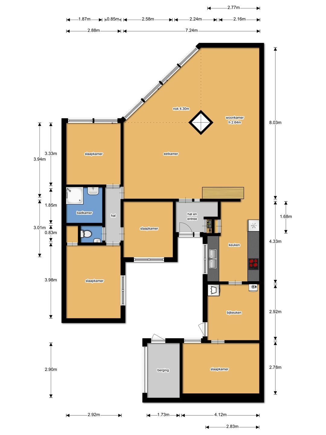 Spacious Bungalow with Deep Backyard Adjacent to Park in Harmelen — 41