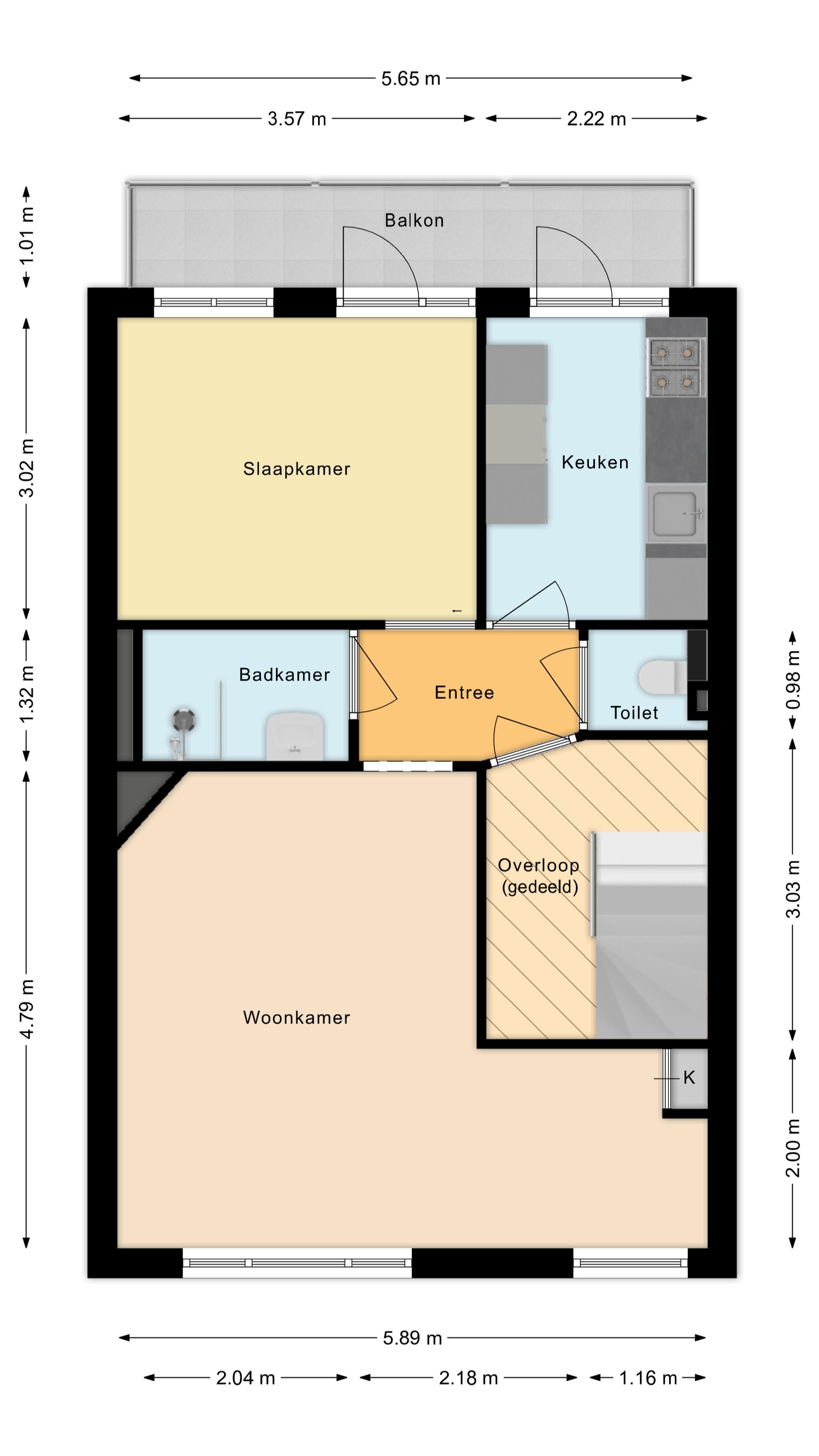 Move-in Ready 2-3 Room Apartment with West-Facing Balcony in De Baarsjes — 24