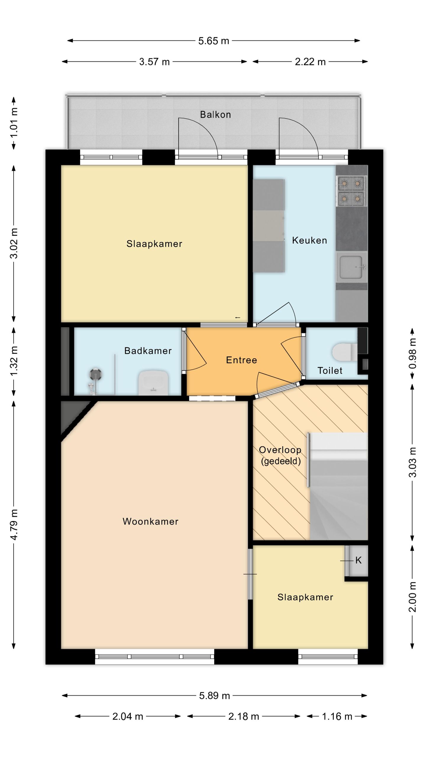 Move-in Ready 2-3 Room Apartment with West-Facing Balcony in De Baarsjes — 25