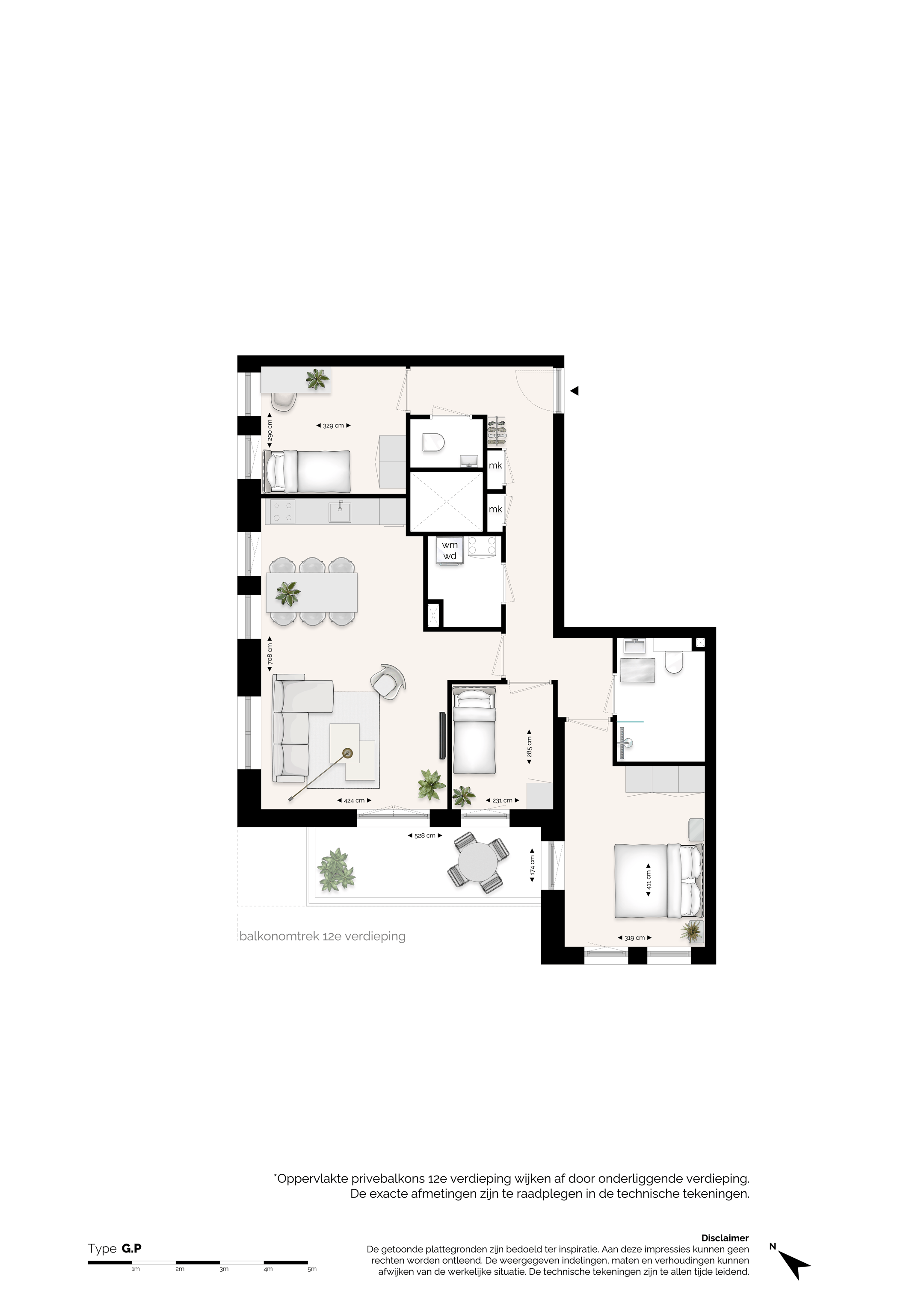 Foto 3 van Vierkamer appartementen met uitzicht (Bouwnr. G.13.250)