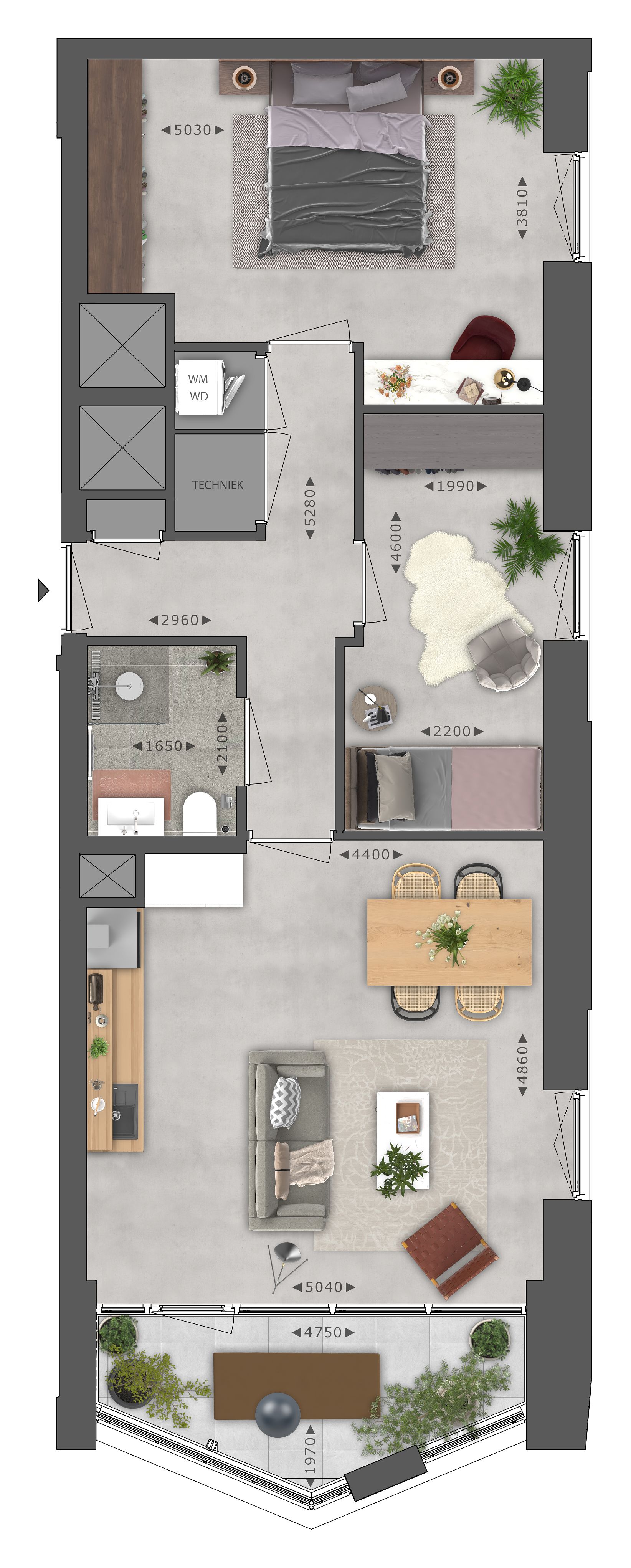 Type C Diep 3 kamer appartement (Bouwnr. 355)  false
