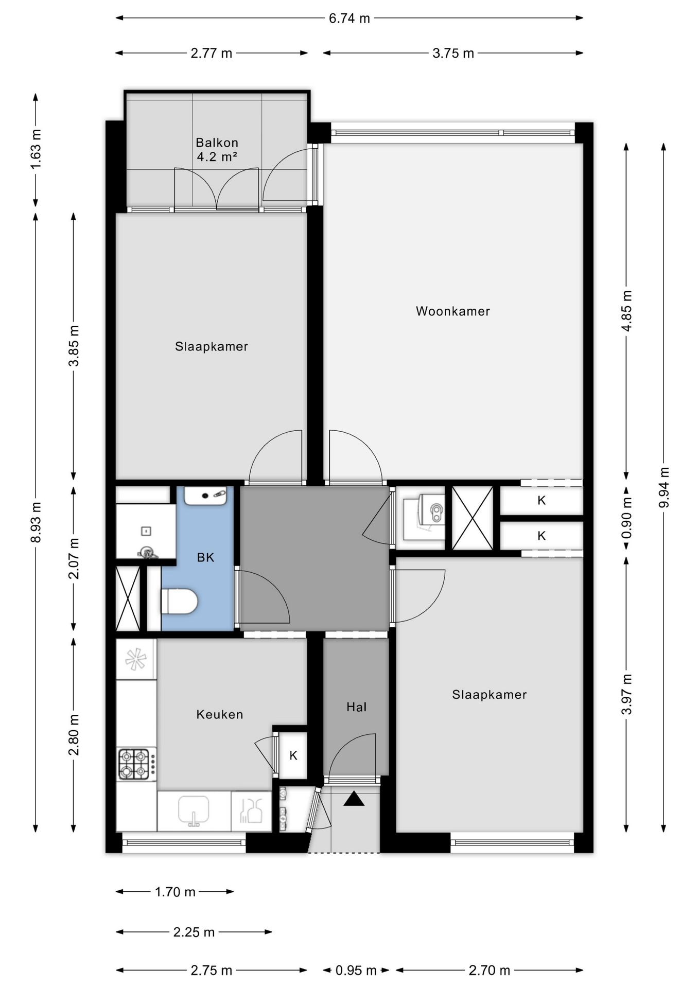 Bright 3-room apartment with sunny south-facing balcony — 45