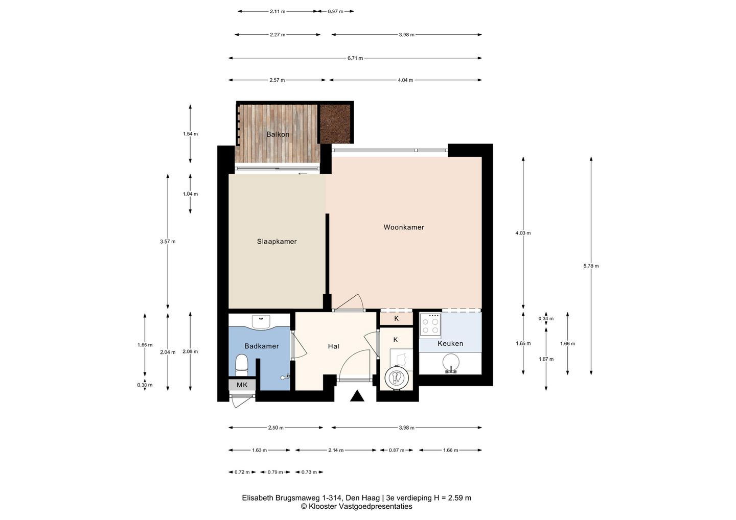 Well-Maintained 2-Room Apartment with Southwest Balcony in Green Bohemen Neighborhood — 35