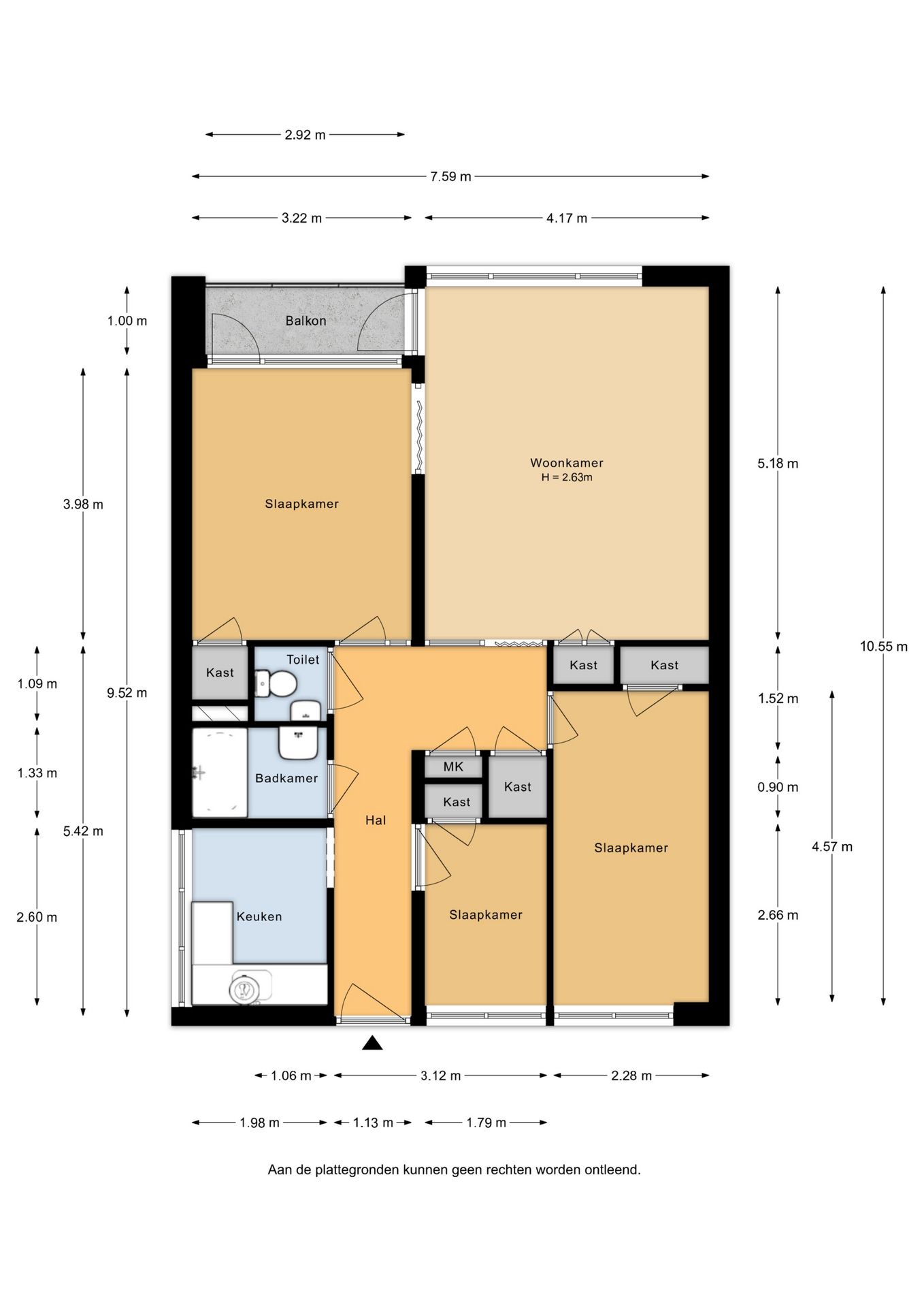 Spacious 4-Room Apartment with Balcony and Free View — 35