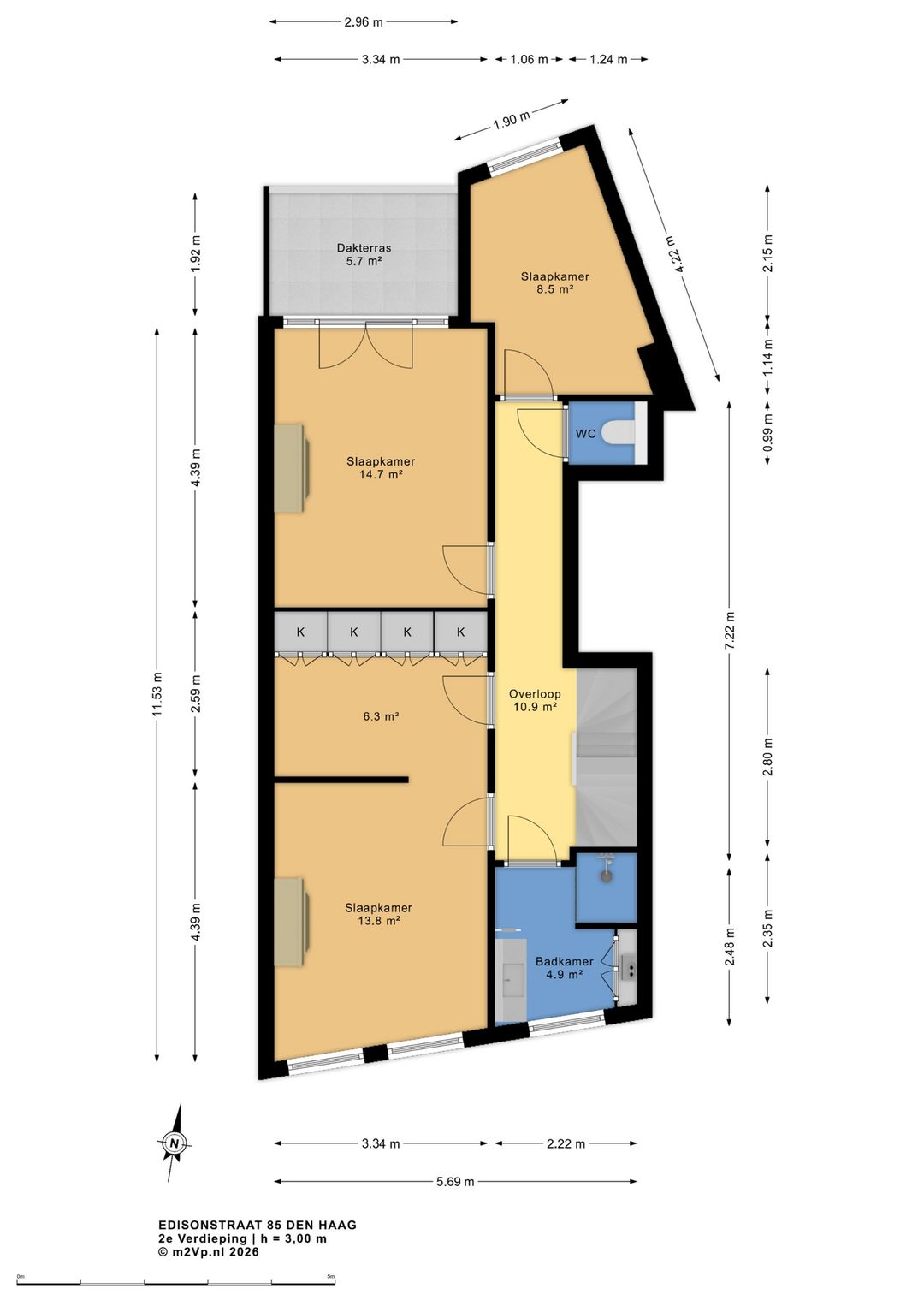 Spacious 3-floor upper apartment with 5 bedrooms in popular Valkenboskwartier — 28