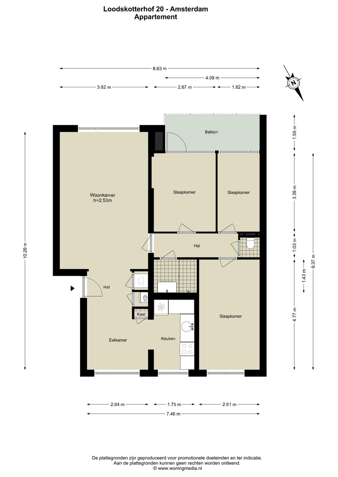 Spacious 4-room apartment with south-facing balcony in quiet Amsterdam-Noord — 28