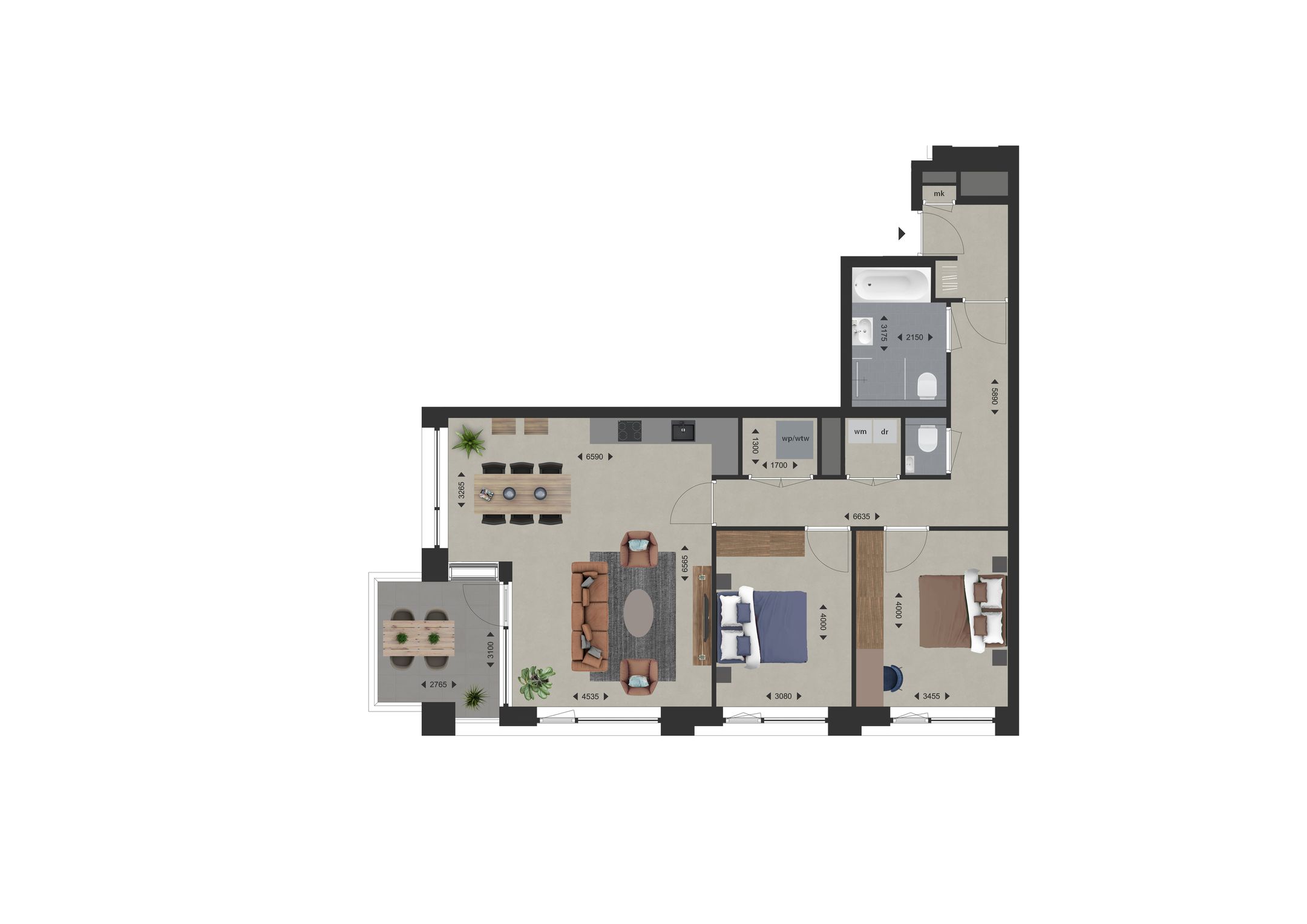 Hoek appartement (Bouwnr. E5) false