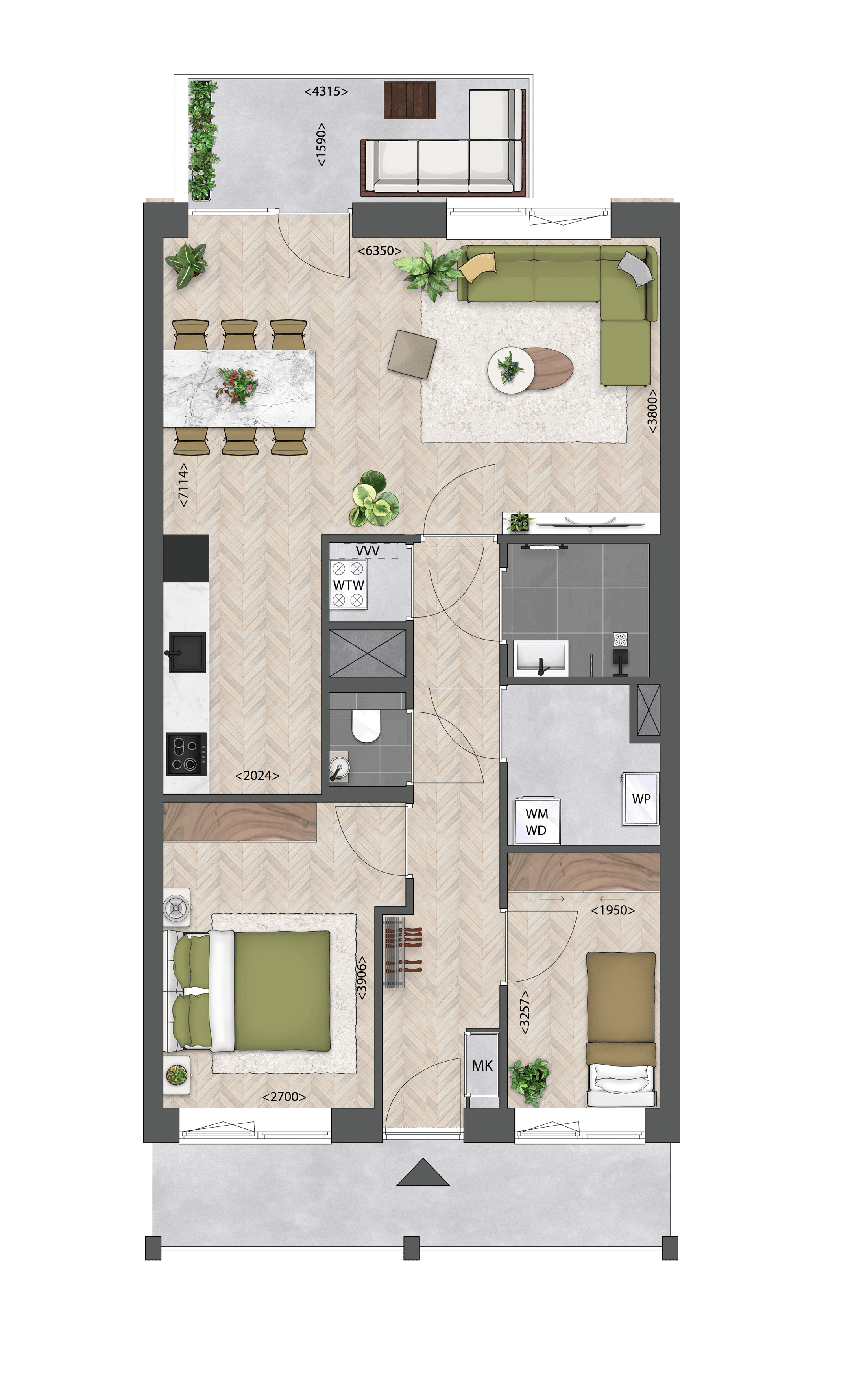 Foto 3 van 3-kamersappartement (Bouwnr. E.02.05)