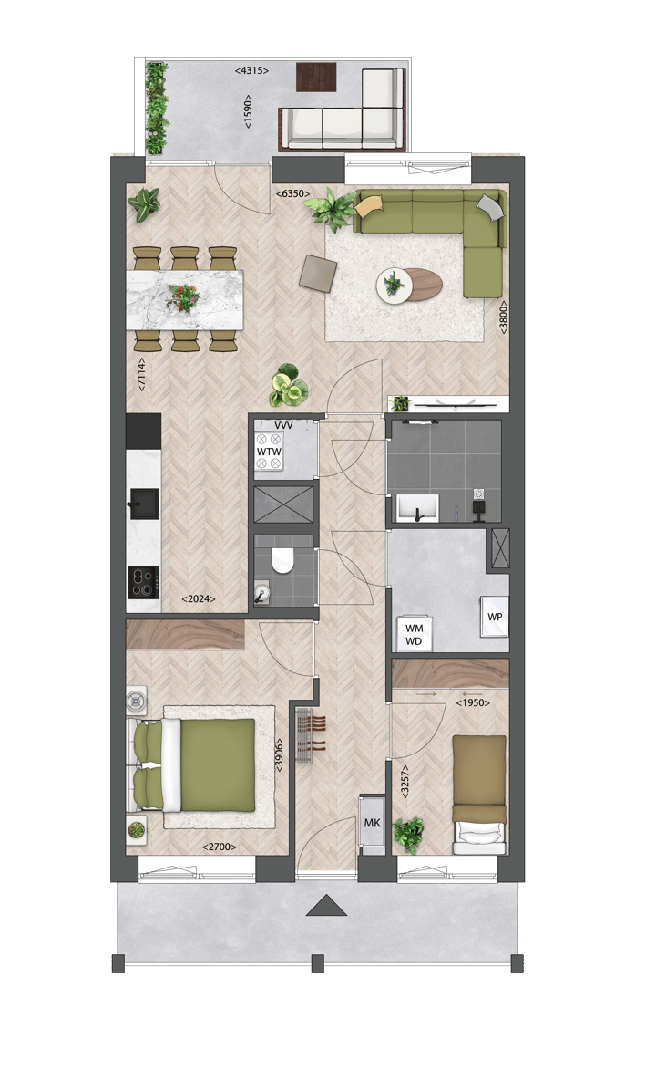 Foto 3 van 3-kamersappartement (Bouwnr. E.04.05)