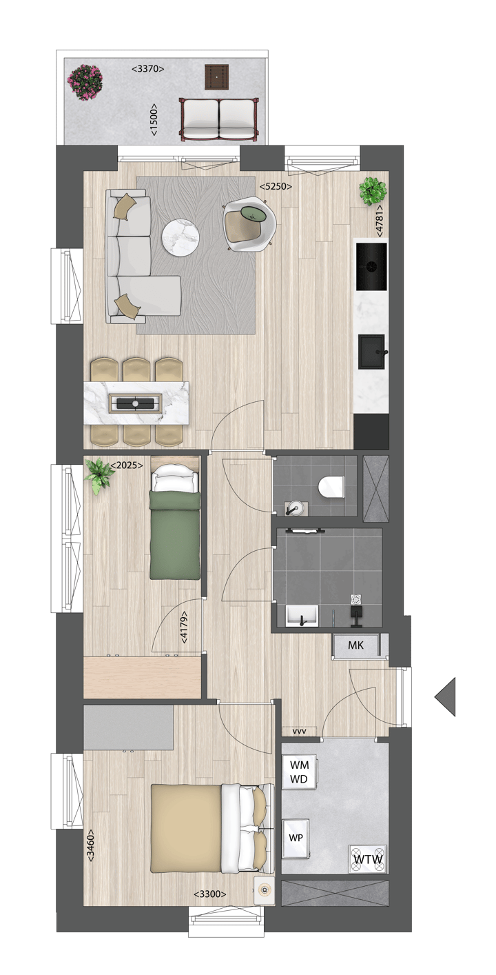 Foto 3 van 3-kamersappartement (Bouwnr. D.04.01)