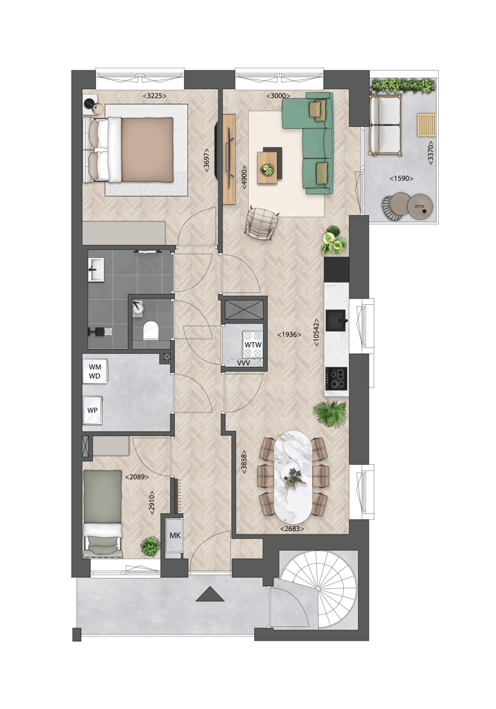 Foto 3 van 3-kamersappartement (Bouwnr. D.04.07)