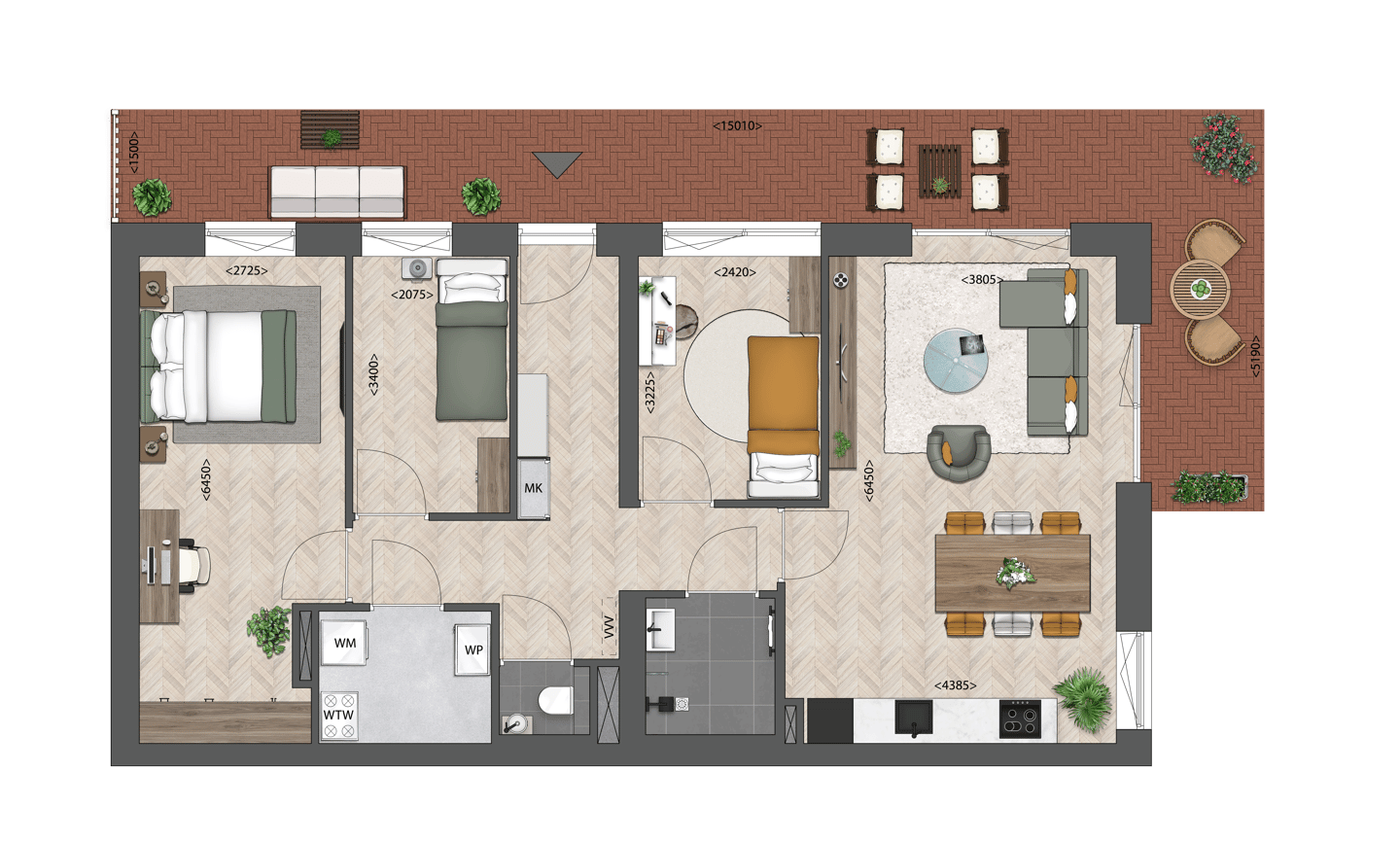 Foto 4 van 4-kamersappartement (Bouwnr. E.00.01)