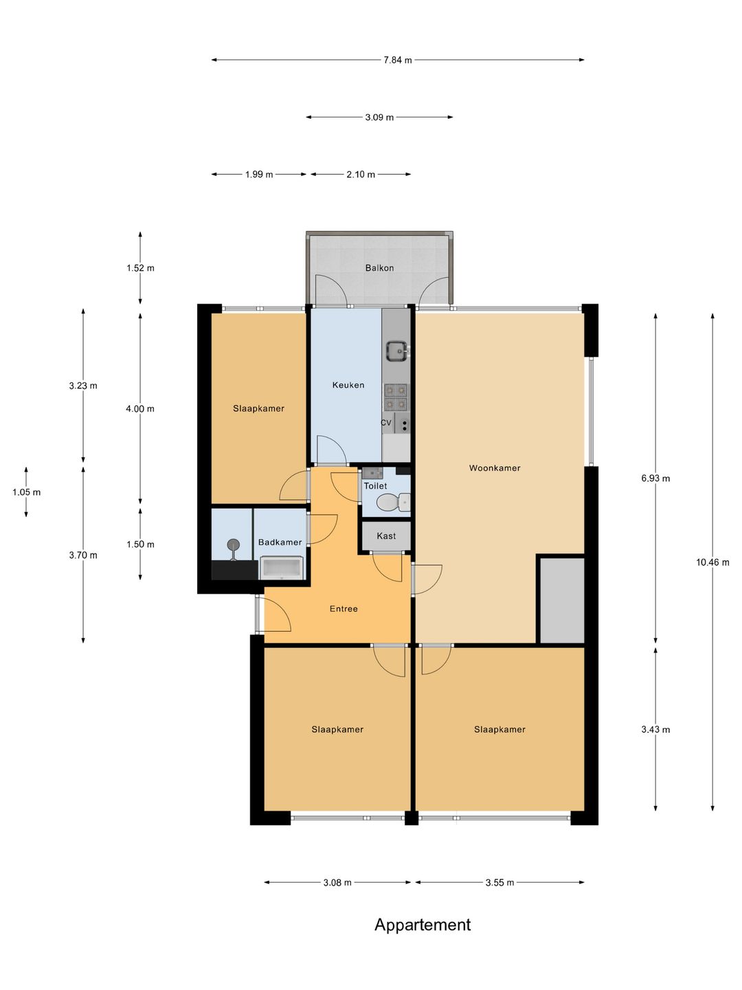 Bright corner apartment with three bedrooms on the second floor in Slikkerveer — 43