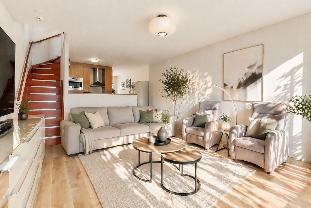 Light terraced home with garden on green parkway — 46