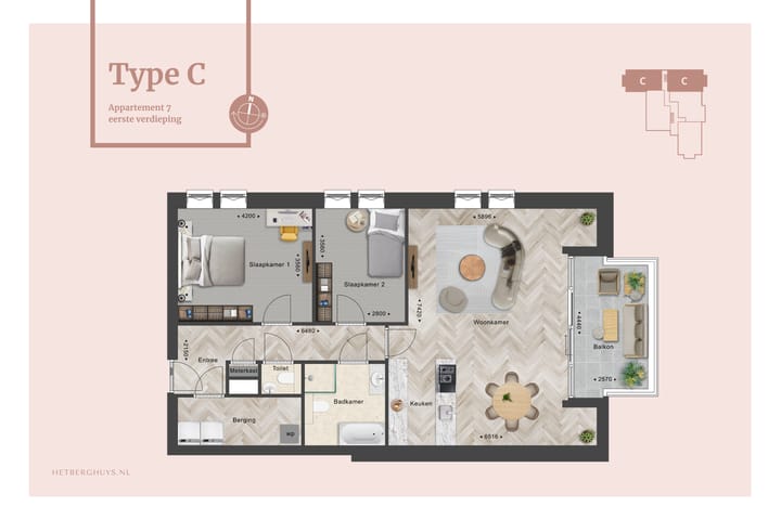Foto 4 van Het Berghuys - appartement 7 (Bouwnr. 7)