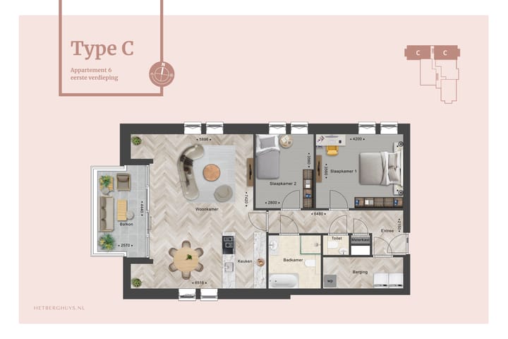 Foto 5 van Het Berghuys - appartement 6 (Bouwnr. 6)