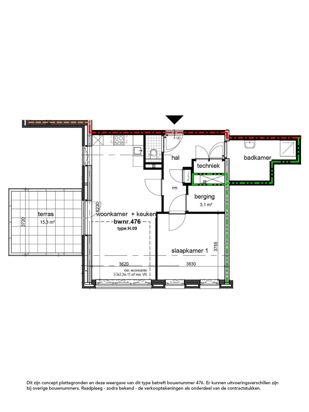 Foto 8 van Horizon 2-kamer appartement (Bouwnr. 448)