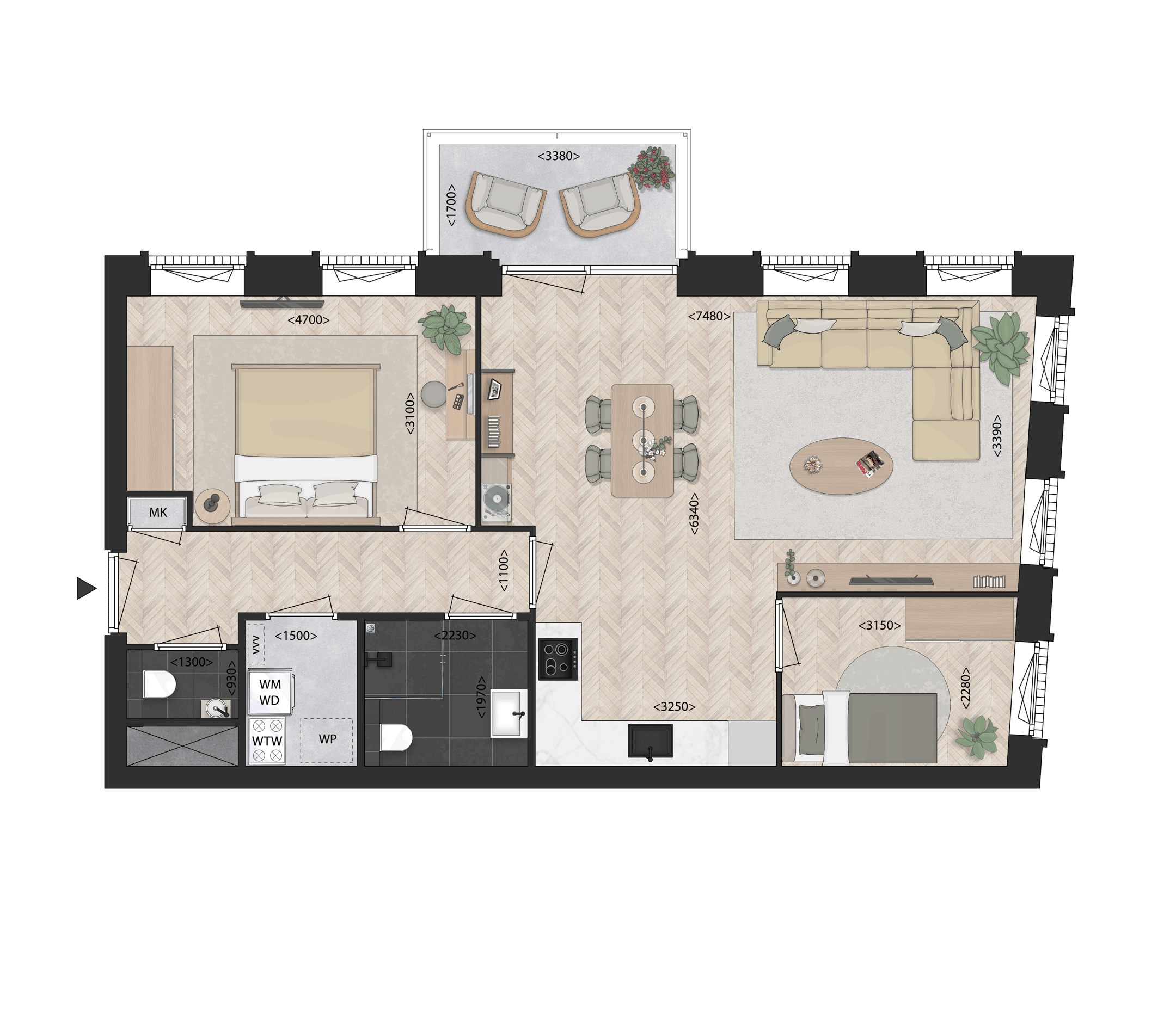 Hoekappartement (Bouwnr. 45)  false
