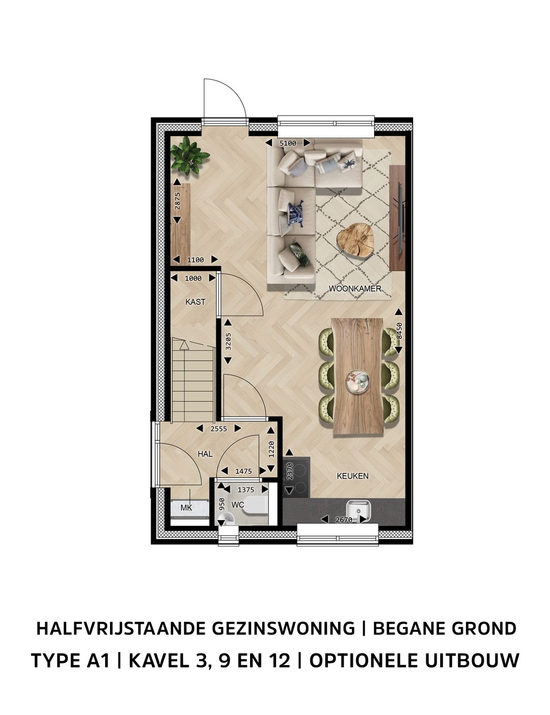 Foto 7 van Halfvrijstaande gezinswoningen Type A1 (Bouwnr. 9)