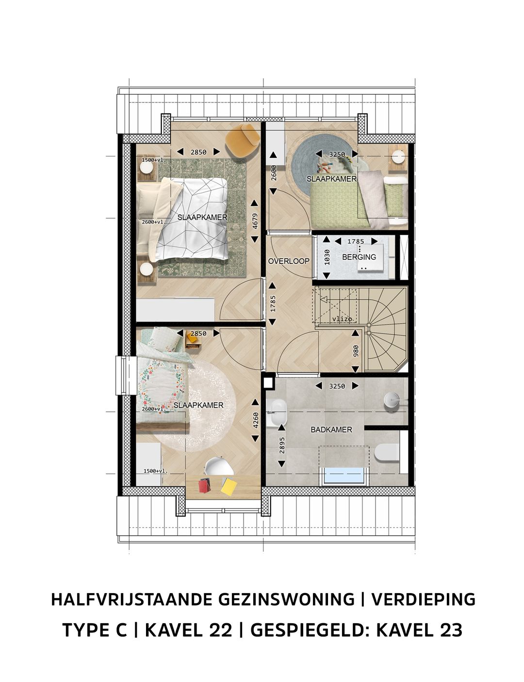 Foto 8 van Halfvrijstaande gezinswoning Type C (Bouwnr. 22)