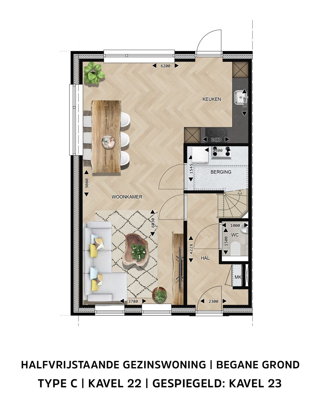 Foto 7 van Halfvrijstaande gezinswoning Type C (Bouwnr. 22)