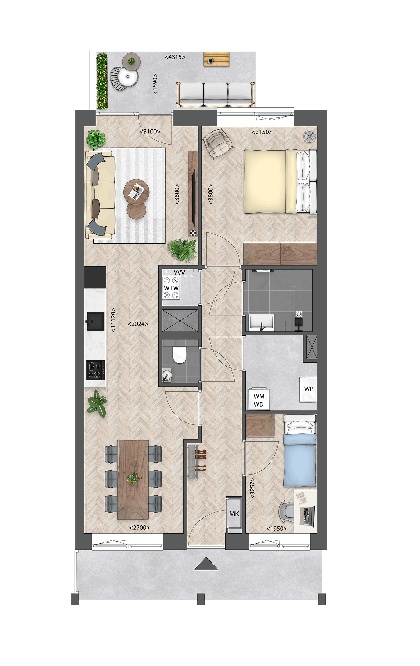 Foto 6 van 3-kamerappartement (Bouwnr. E.03.03)