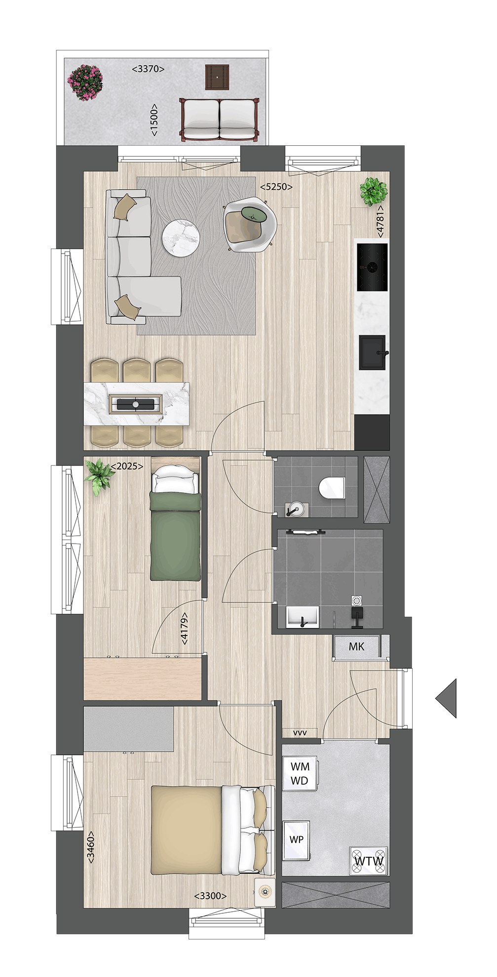 Foto 6 van 3-kamerappartement (Bouwnr. E.01.01)