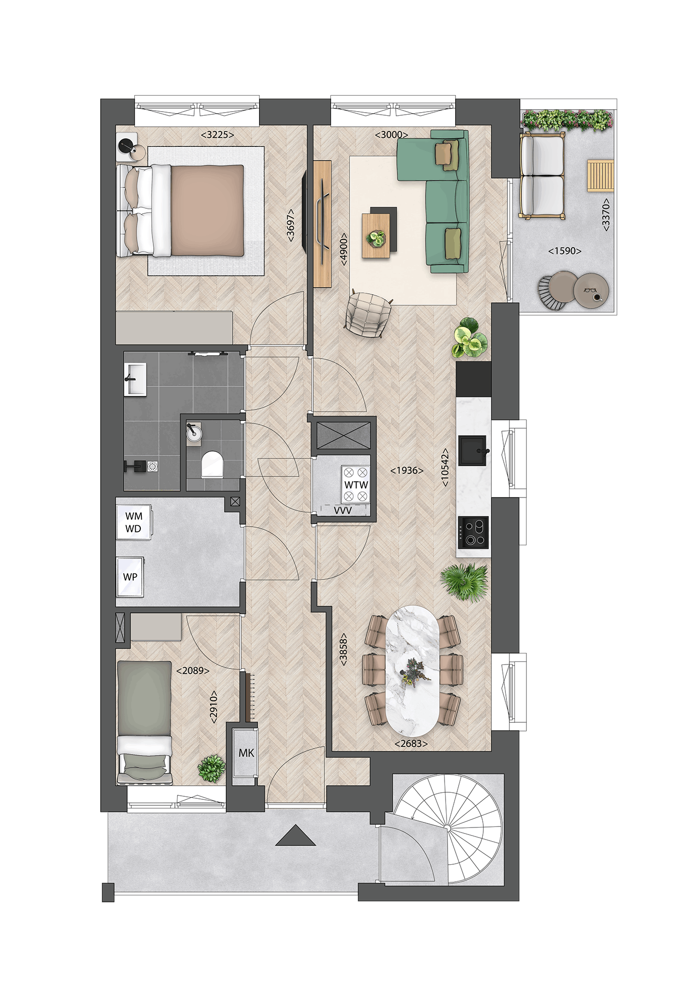 Foto 6 van 3-kamerappartement (Bouwnr. E.04.07)