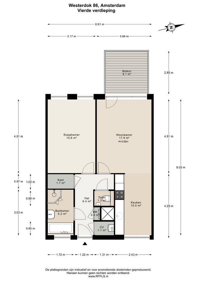Light Apartment with Full-Width Balcony near Amsterdam Central — 26