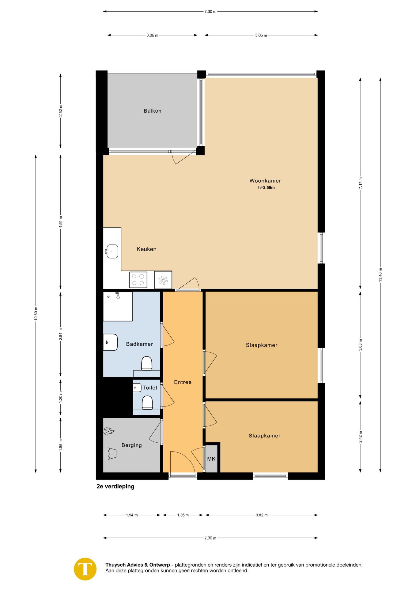 Modern 3-Room Apartment with Parking and South-Facing Balcony in Central Location — 30
