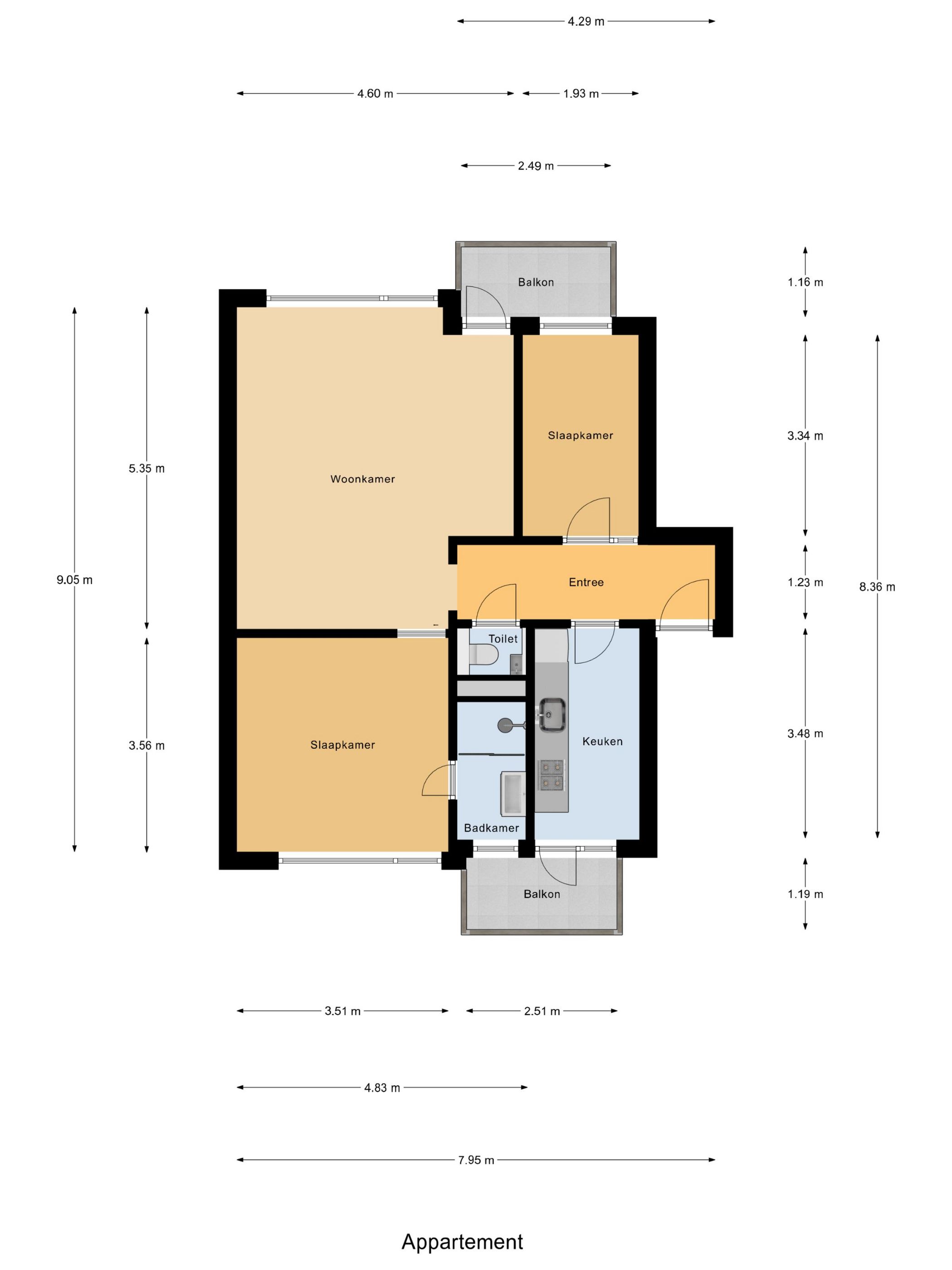 Move-Ready Three-Room Apartment with Two Balconies in Central Location — 27