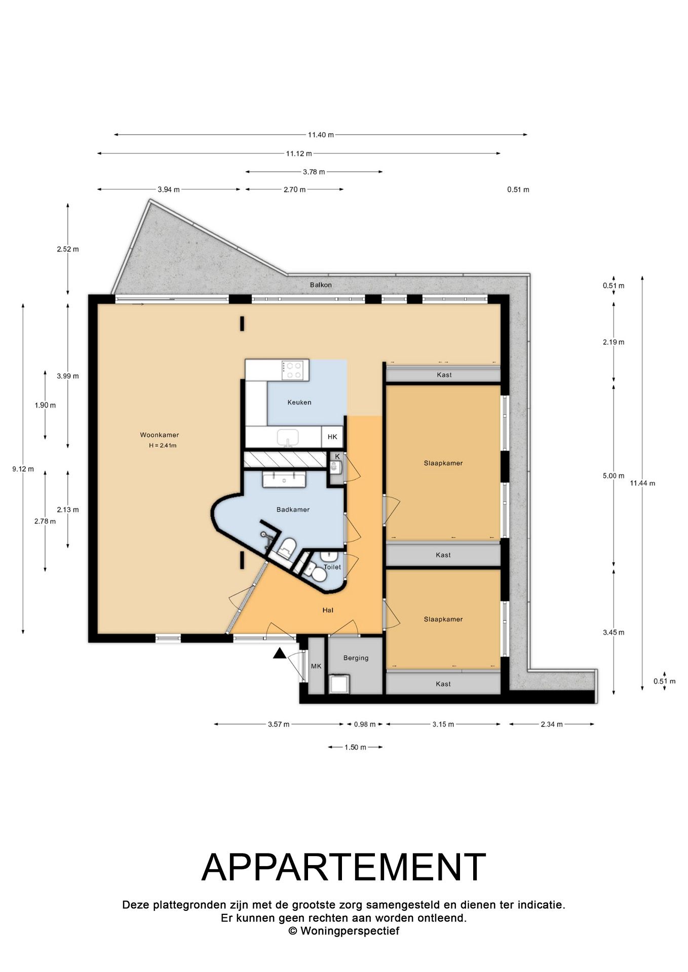 Spacious 3-Room Apartment with South-Facing Balcony and Private Parking — 35