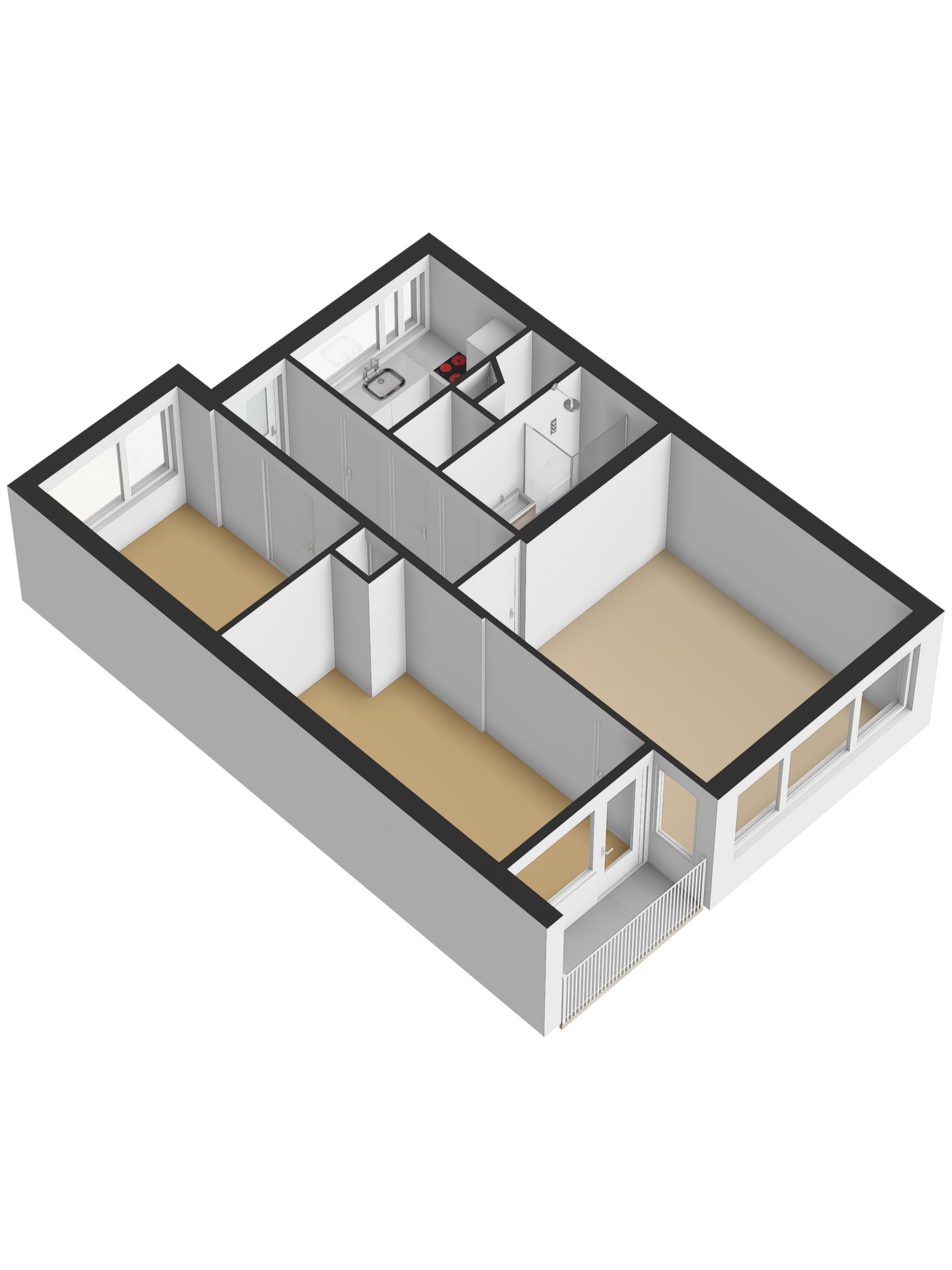 Well-Maintained Three-Room Apartment with West-Facing Balcony on the Sixth Floor — 55