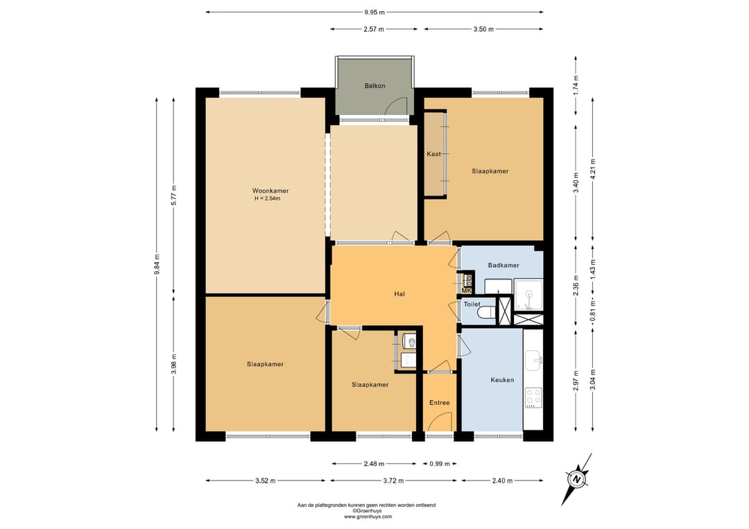 Spacious Three-Bedroom Apartment with South-Facing Balcony and Elevator in Green Setting — 26