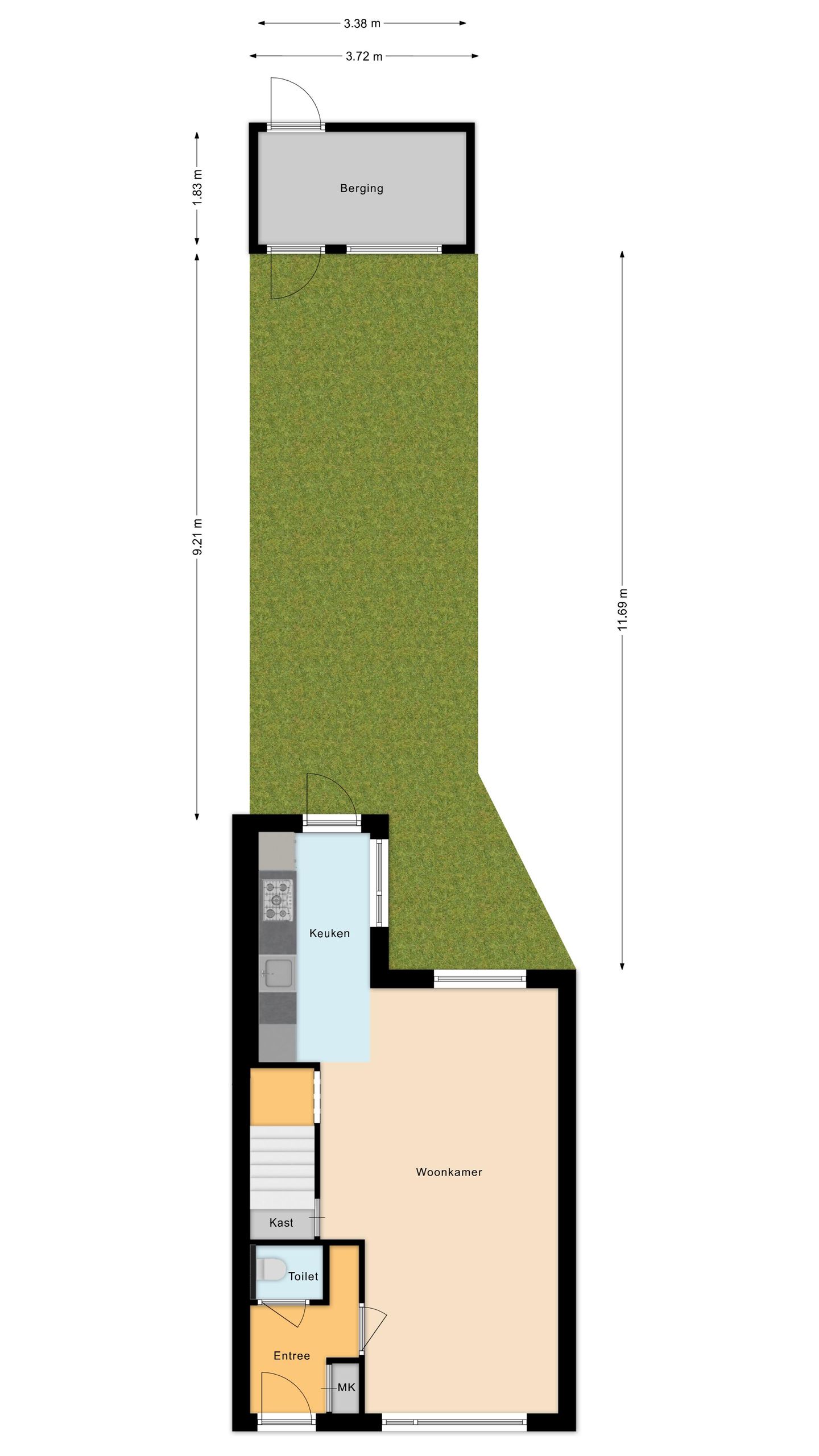 Modern three room tussenwoning with sun filled west garden — 55