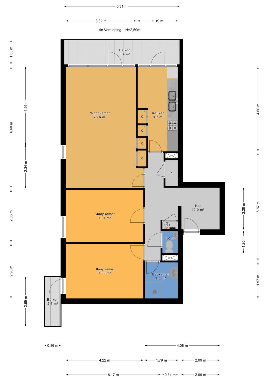 Spacious 3-Room Apartment with Two Balconies in Quiet Green Surroundings — 31