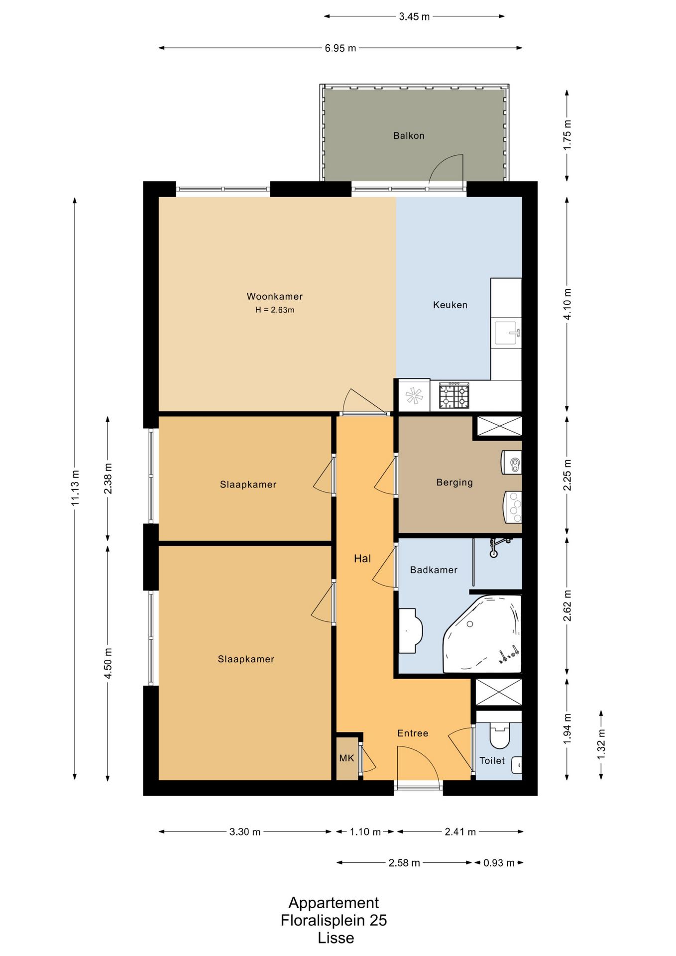 Modern Three Room Apartment with Balcony and Private Parking in Central Lisse — 44