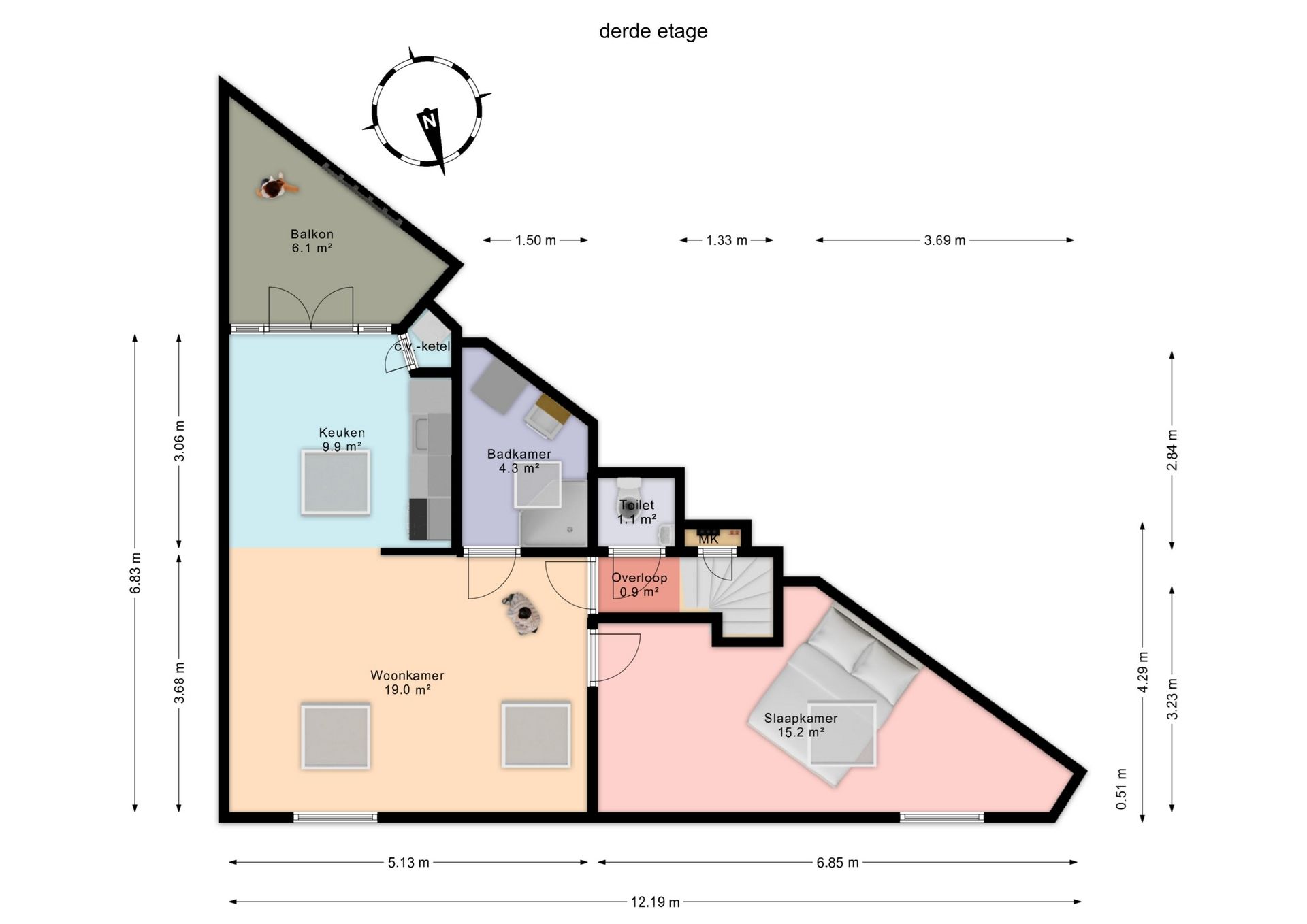 Bright Two-Room Apartment with South-Facing Terrace at Huijgenspark — 27