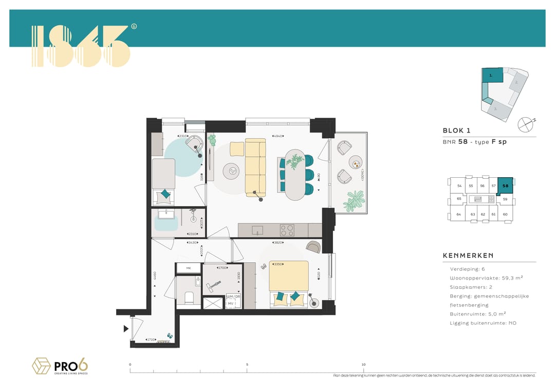 Photo 2 of 1865 - Blok 1 - 3-kamerappartement BNR (Bouwnr. 58)