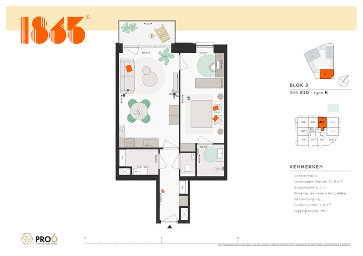 Foto 2 van 1865 -Blok 3 - 2-kamer plus appartement BNR (Bouwnr. 210)